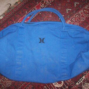 23 Inch Blue Cotton Canvas Double Handle Zippered Duffle Bag Hurley No Strap